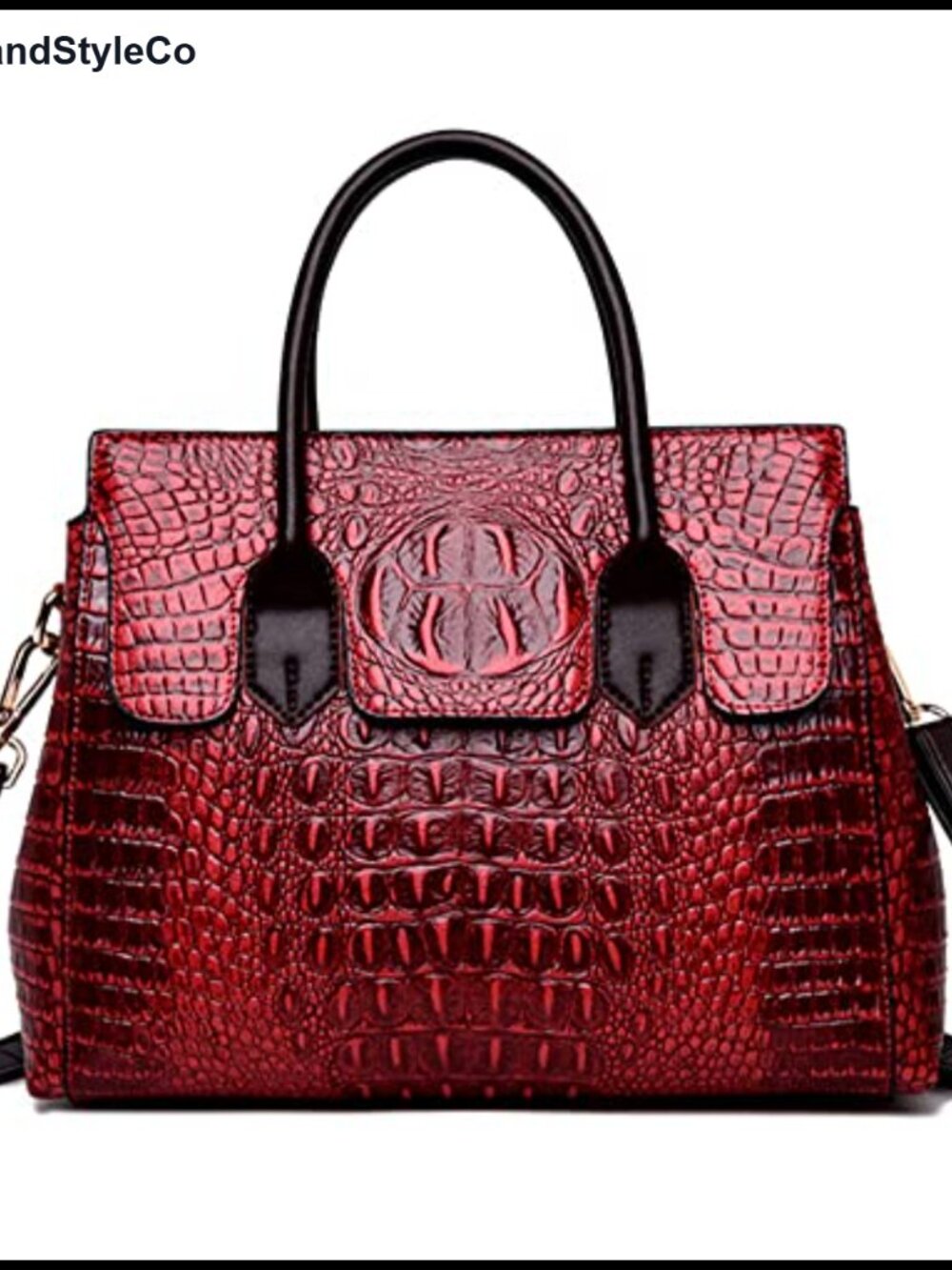 Embossed Crocodile Pattern PU Leather Top-Handle Satchel Purse Crossbody Bag
